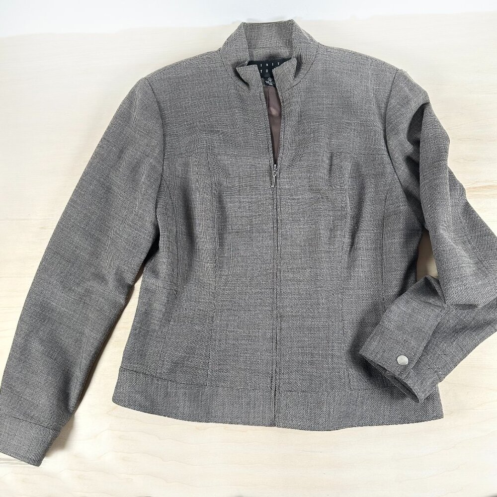 Finity Studio Wool‎ Blend Jacket Women's 10 Brown tweed Pristine!